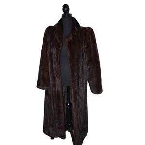 Full Length Brown Mink Fur Coat - Sz 8